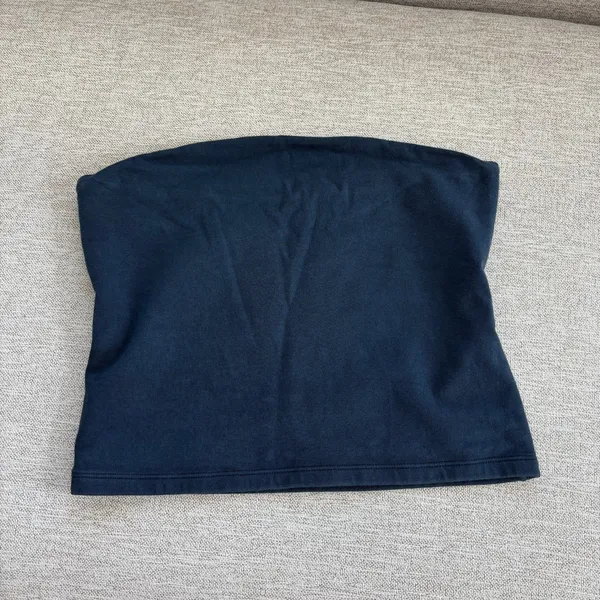 Brandy Melville Tube Top OS Navy Blue Strapless Cotton Coquette Y2K Coastal Chic - Image 6