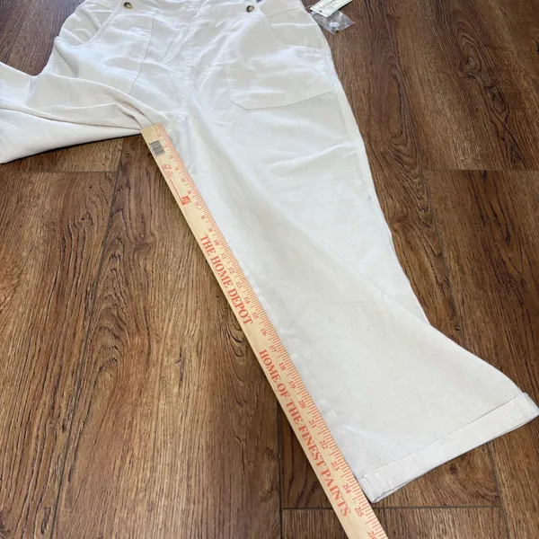 NWT No Comment Womens Cream Wide Leg‎ Overalls Size Large boho cottage cotton - Image 6