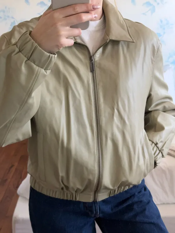 Oak + Fort Faux Leather Jacket Green - Image 2