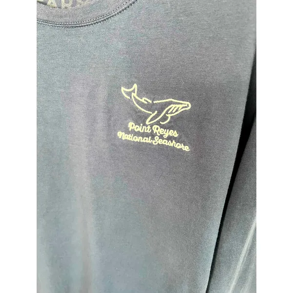 Point Reyes Farm Fresh Long Sleeve Shirt Blue Large Whale Graphic Coastal Size S - Image 2
