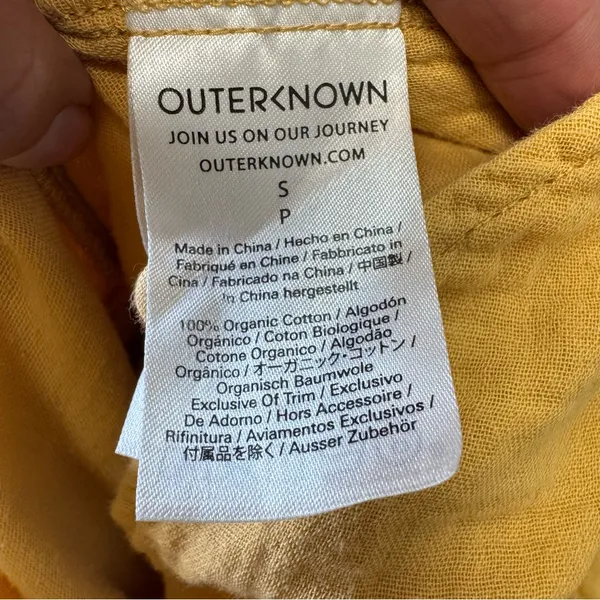 Outerknown Yellow Gauze Jumpsuit Organic‎ Cotton Relaxed Small - Image 7