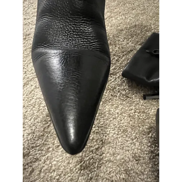 matisse boots 8.5 Knee High Corset Detail Pointy Toe Zipper Closure Blk Leather - Image 14