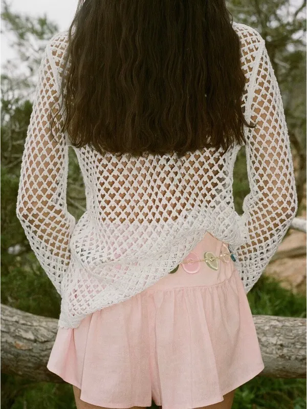 Mango Crochet Cardigan with Bow Closure NWT White L - Image 2