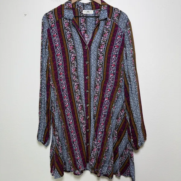Natural Life Women Ansley Dress Large Multicolor Boho Floral Patchwork Hippie‎ - Image 2