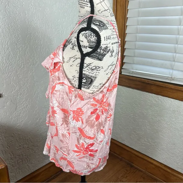 Miss Me | Tropical Floral Ruffled Racerback Tank Top Size M - Image 4