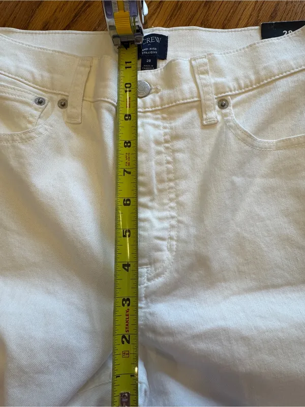 J. Crew Women White Denim Mid Rise Straight Fit Zip Jeans Size 28 - Image 7