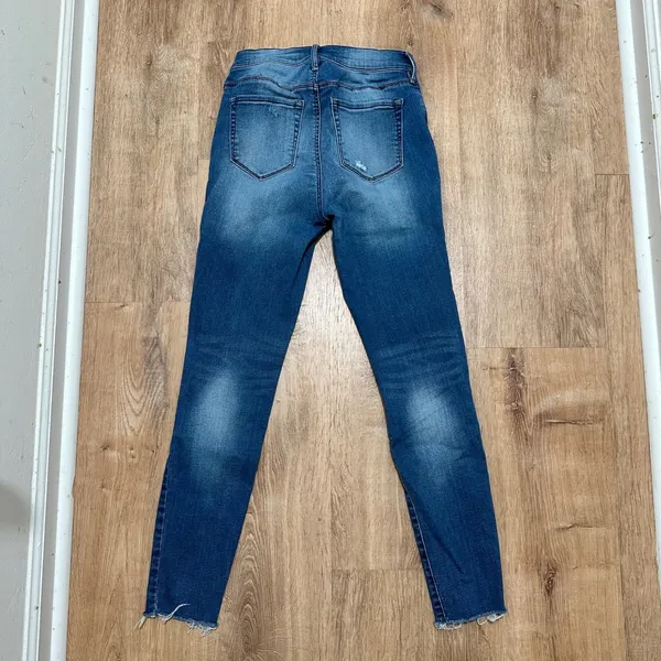 PACSUN | Women's Distressed‎ Raw Hem Blue Denim High Rise Skinny Jeans, Size 25 - Image 2