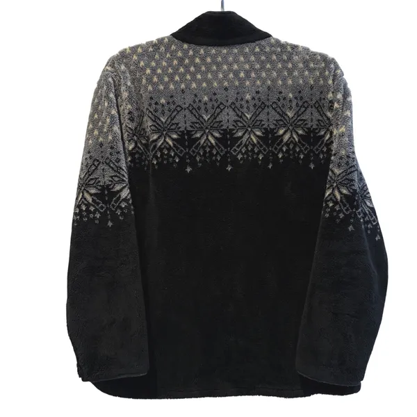 Cabelas Womens Fleece Jacket Black Gray Snowflake Full Zip Outerwear XL VTG‎ - Image 4