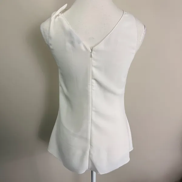 REISS Cream Knotted Shoulder Draped Sleeveless Blouse Top Size US 4 UK 8 EU 36 - Image 3