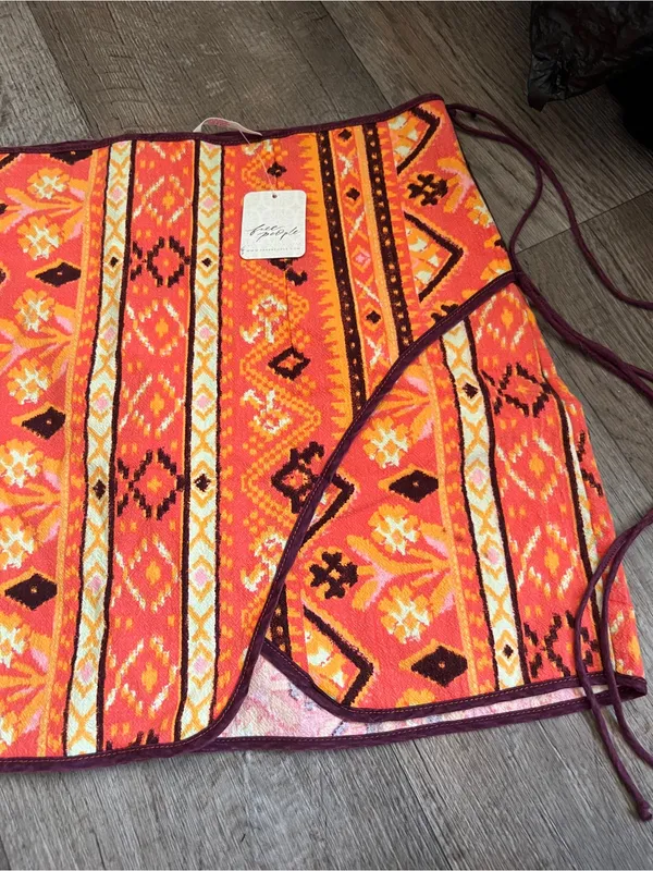 Nwt‎ Free People Cleo Wrap Skirt in Rust Combo - Image 7