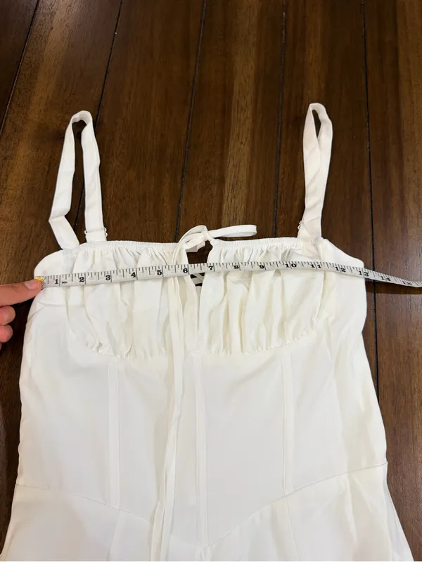 Marthea White Corset Midi Dress Size S Lace Up Back Adjustable Straps - Image 5