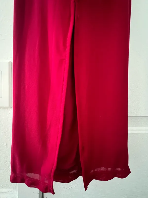 Ruffle Wine Wedding Guest Dress Red - Image 4