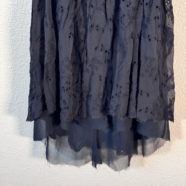 Zimmermann Black Silk Eyelet Mini Dress Womens 0 Whimsygoth Witchy Goth Damaged - Image 14