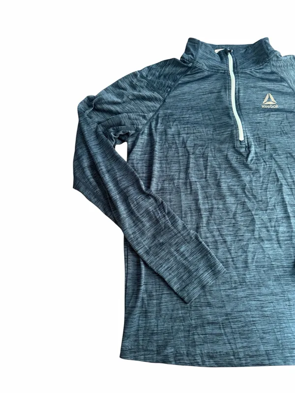 Reebok Women's Space Dye Blue 1/4 Zip Long Sleeve Pullover Activewear Top Size M - Image 2