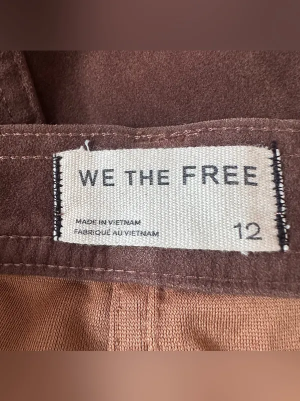 We The Free People Mini Skirt Faux Suede Women’s 12 Chocolate Brown Western Boho - Image 6
