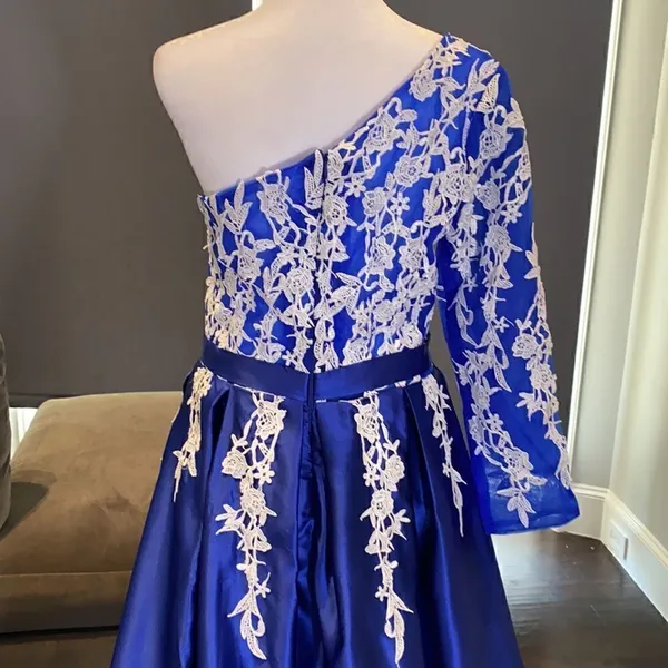 Women’s One Shoulder Full Length Blue Prom Party Dress Size 8 - Image 6
