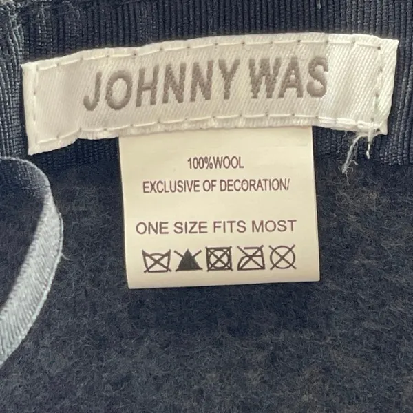 Johnny Was 100% Wool Gray Scarf Band Wide Brim Western Cowboy Fedora Hat OSFM - Image 3