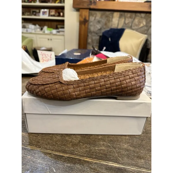 FS Lele Woven Loafers‎ Cognac Brown Brazilian Leather Flat Slip-On Size 9.5 - Image 3