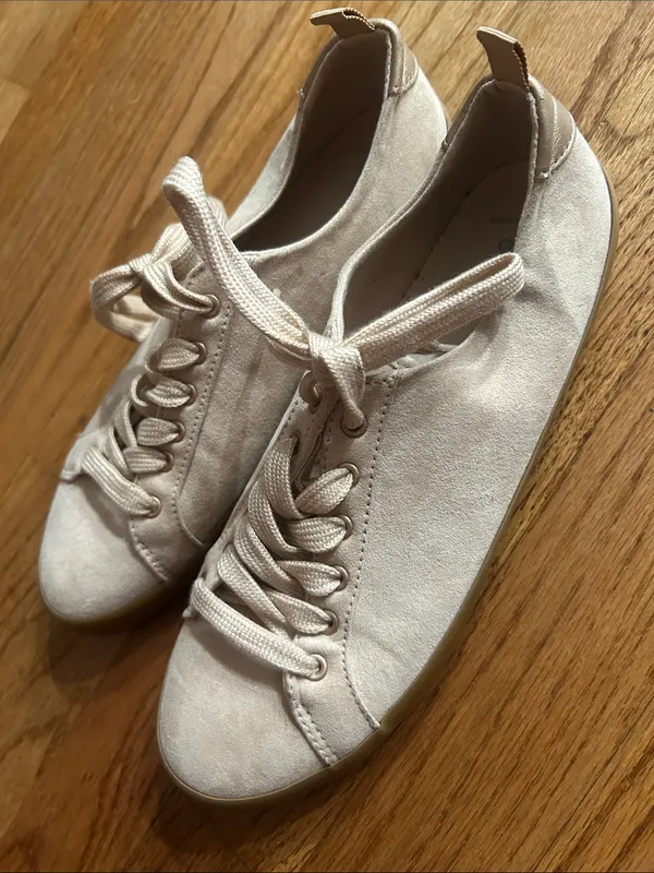 GAP Women's Faux Suede Light Blush Dusty Rose Pink Low-Top Lace-Up Sneakers sz 7 - Image 2
