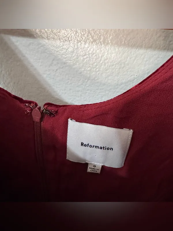 Reformation Franceska Dark Red Velvet Mini Dress - Image 6