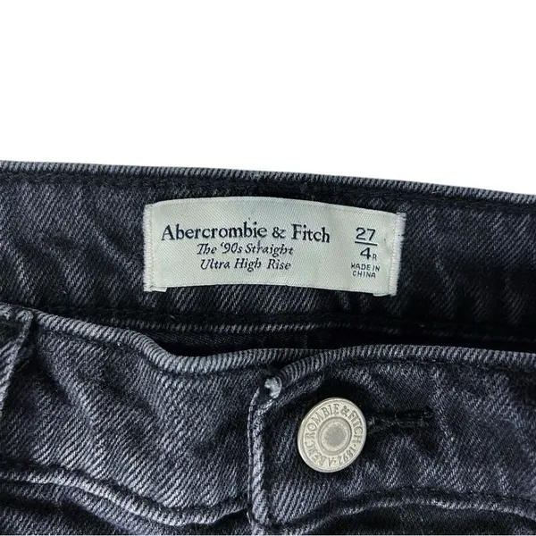 Abercrombie The 90s Straight Ultra High Rise Black Distressed‎ Jeans Size 4 / 27 - Image 7