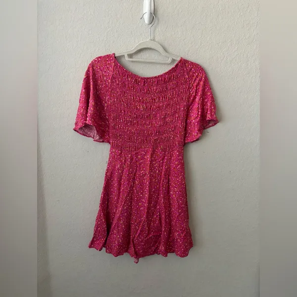 Free People Pink Floral Mini Dress Size Small - Image 4