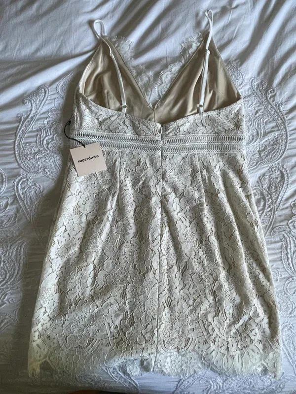 Remi White Lace Mini Dress - Image 4