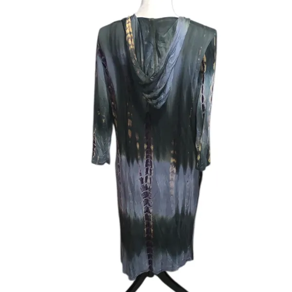 Coin 1804 Tye Dye Long Hooded Cardigan Boho Hippie Nostalgia Pockets - Image 6