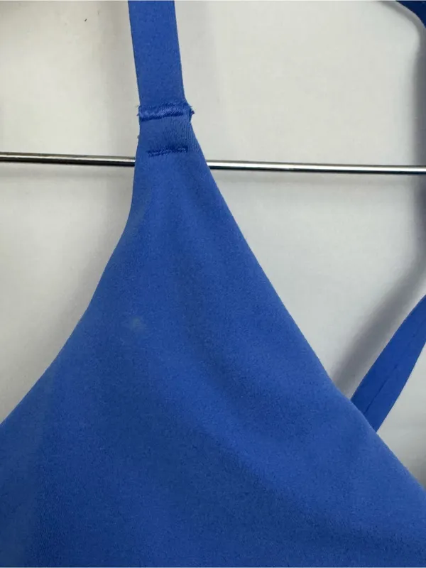 American Eagle OFFLINE By Aerie Real Me Keyhole Sports Bra Blue Small - Image 4