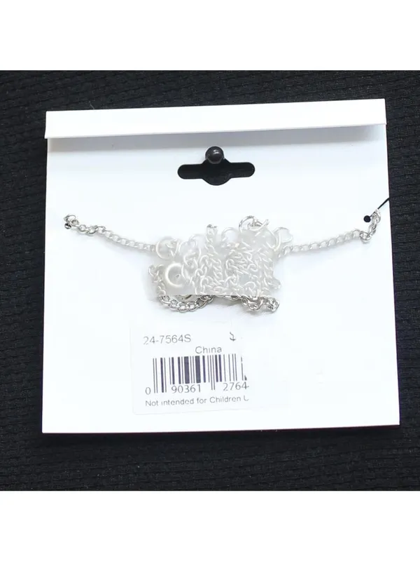 NWT Rhinestone Paw Print Pendant Necklace Silver Gray / Clear 16" + 2" - Image 2