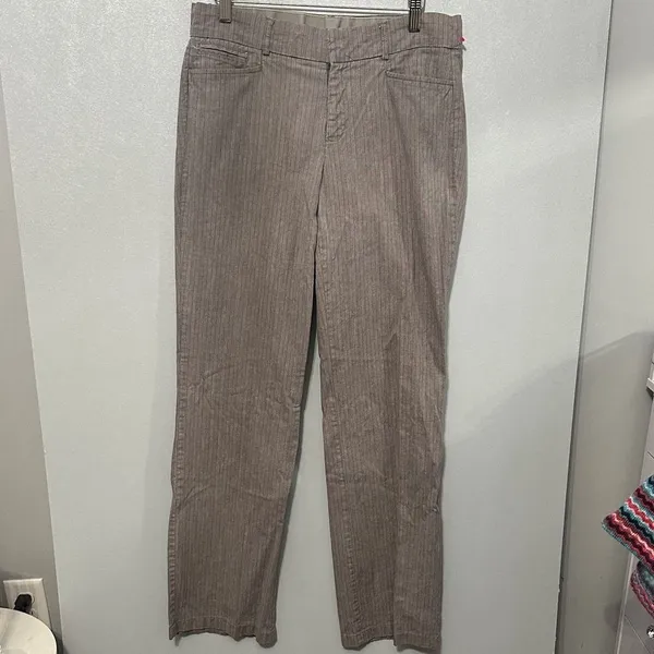 Dockers Womens Trousers Brown Pinstripe Straight Leg Stretch Pants Size 8M - Image 3