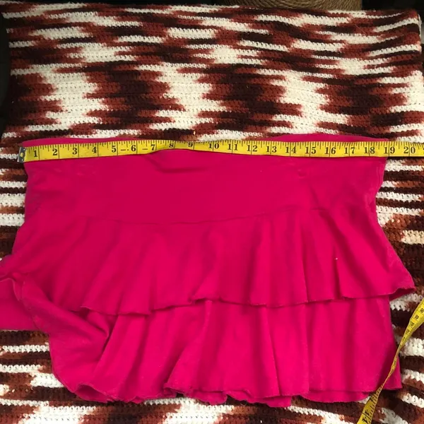 Y2K Express Fairycore Coquette Whimsical Pink Ruffle Micro Mini Skirt Size L Measurement in pics - Image 5
