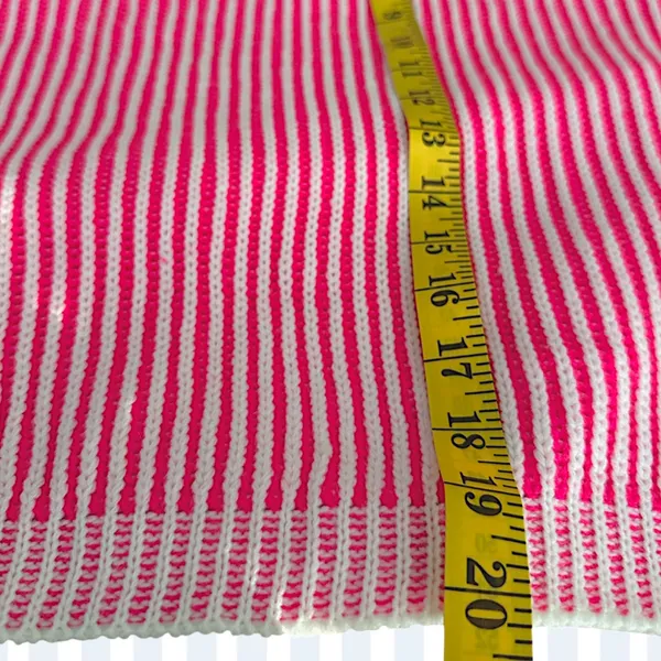 Pink and White Striped V-Neck Knit Sweater w Relaxed Boxy Fit LG/OS - Image 6