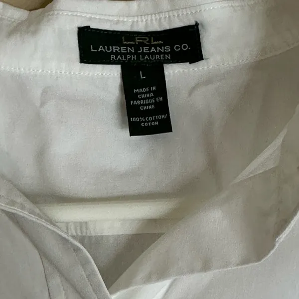 Lauren jeans Co Ralph Lauren White‎ button down Large - Image 6