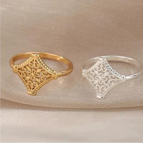 14k White Gold Plated 316L Cut Out‎ Filigree Ring, Size 6 - Image 11