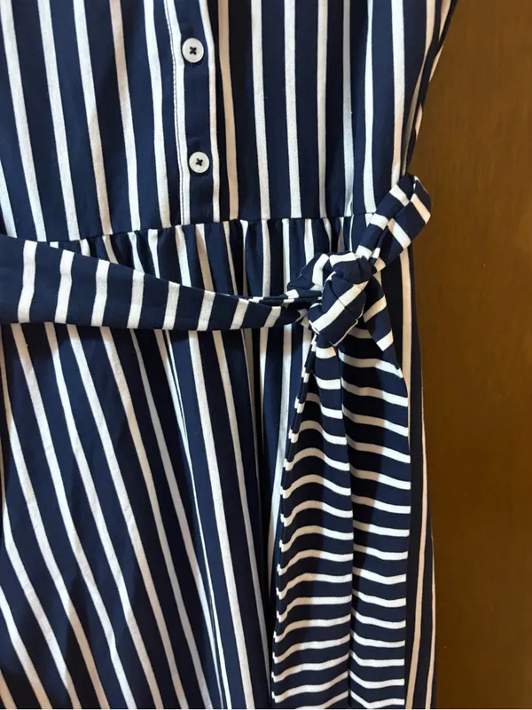 Boden Honor Short Sleeve Shirt Dress in Navy and White Stripe - Image 8