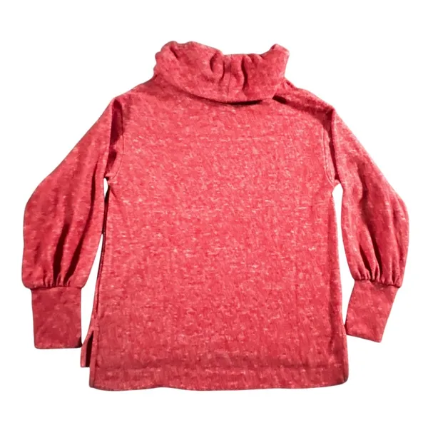 Maeve Anthropologie Cowl Neck Top Women Small Coral Puff Sleeve Sweater - Image 3