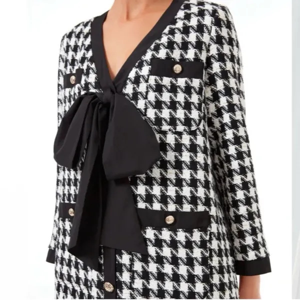 Pomander Place Black White Tweed Bow Mini Dress 2X NWT - Image 12