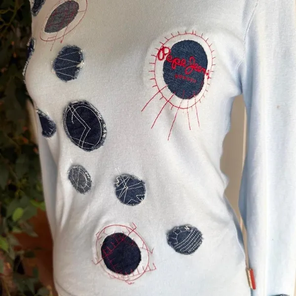 Pepe Jeans Y2k Light Blue Long Sleeve Sweater Size Large - Image 3