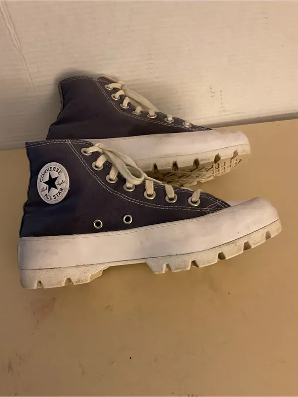 Converse women blue canvas Chuck Taylor platform high top sneakers US 6 - Image 9