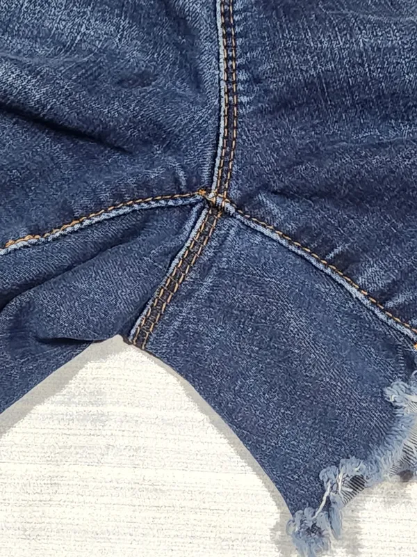 Haute Mama Maternity Full Pane Denim Shorts - Distressed. Dark Wash - Size M - Image 8