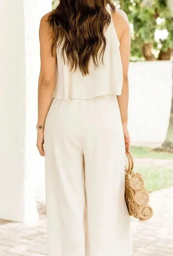 Pink lily NEVER WANNA LEAVE BEIGE JUMPSUIT - Image 2