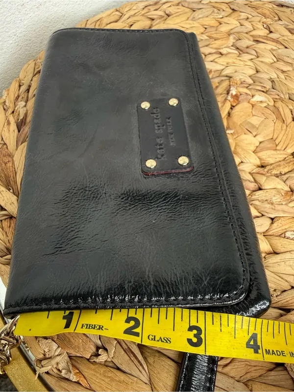 Kate Spade Purse Black Patent Leather Clutch Purse on a Chain Shoulder Strap - Image 3
