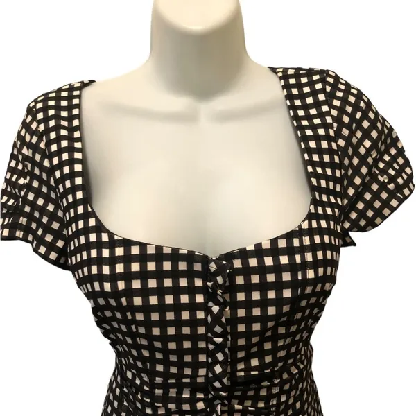 Nanette Lepore Check Me Out Dress Sz. 8 Gingham Full Zip Cottagecore Coquette - Image 6