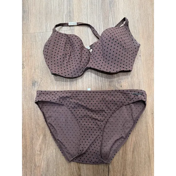 Calvin Klein Swimwear Brown Polka Dot Bikini Set 34D‎ - Image 2