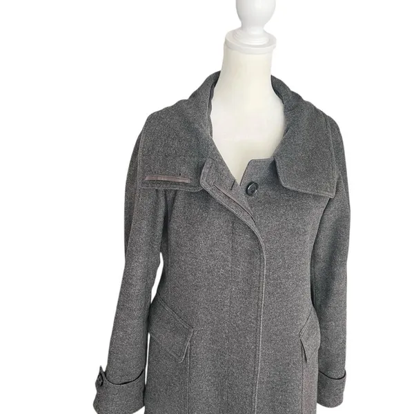 Burberry London Wool Cashmere Coat Gray Long Wrap Collar Back Belt UK 6 US 4 - Image 5