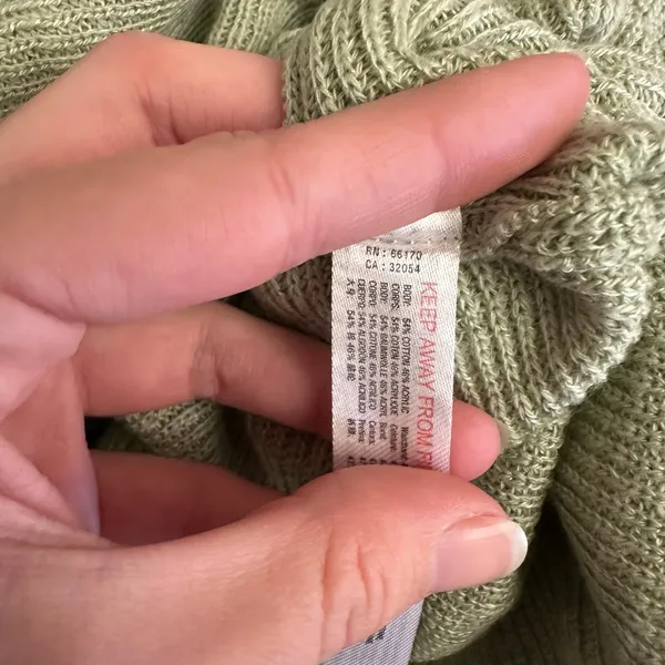 FP Beach by Free‎ People Sage Green Waffle Knit Mock Neck Sweater Size M - Image 9