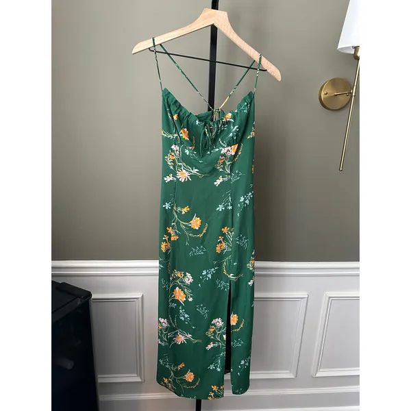 Urban Outfitters April Tie-Back Midi Slip Dress Green Medium - Image 2