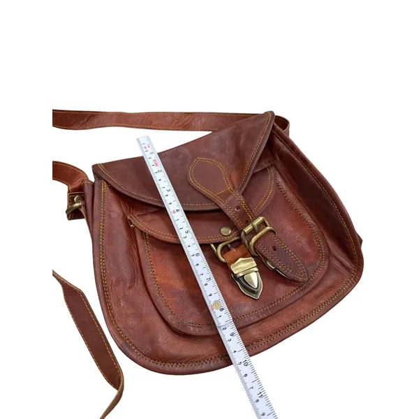 Firu womens Vintage Leather Handmade crossbody Purse 9x10 SKU 7164 - Image 5