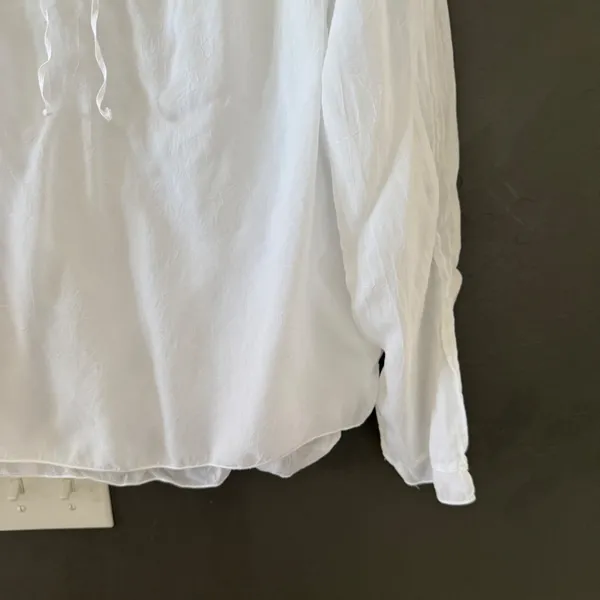 J. Jill White Cottage Fairy Danity Tie Blouse Womens Medium Long Sleeve Boho Top - Image 5
